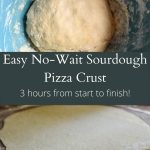 easy no-wait sourdough pizza crust pinterest graphic