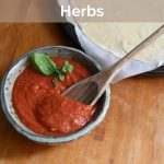 hoemmade pizza sauce with fresh herbs-pinterest graphic
