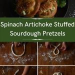 Spinach Artichoke Stuffed Sourdough Pretzels-pinterest graphic