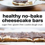 healthy no-bake cheesecake bars -pinterest graphic