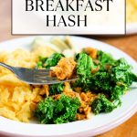 kale and sweet potato breakfast hash pinterest graphic