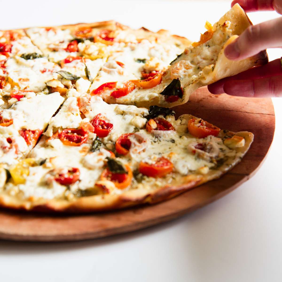 Heirloom Tomato Pizza with Garlic Butter