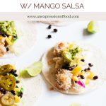 coconut crusted fish tacos w/ mango salsa pinterest graphic