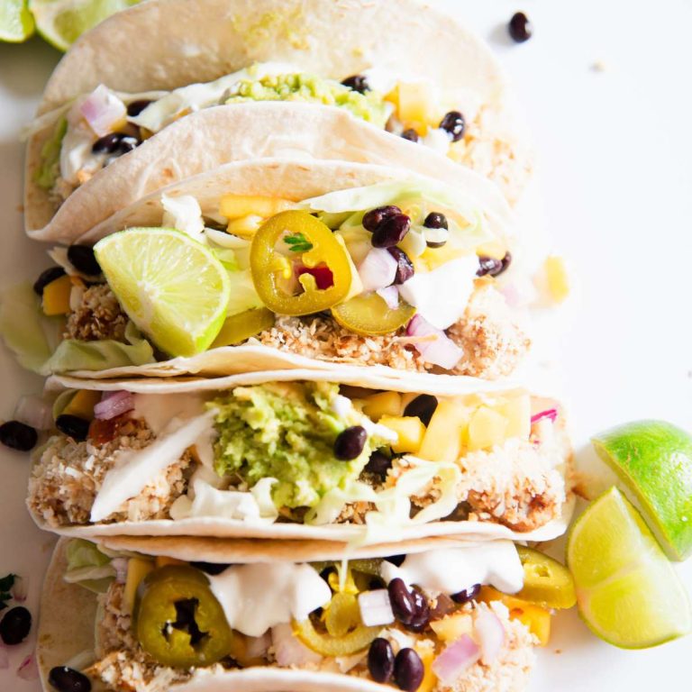 Coconut Crusted Fish Tacos with Mango Salsa