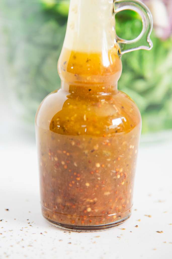 a close up of a bottle of salad dressing 