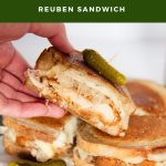 fried chicken reuben sandwich pinterest graphic