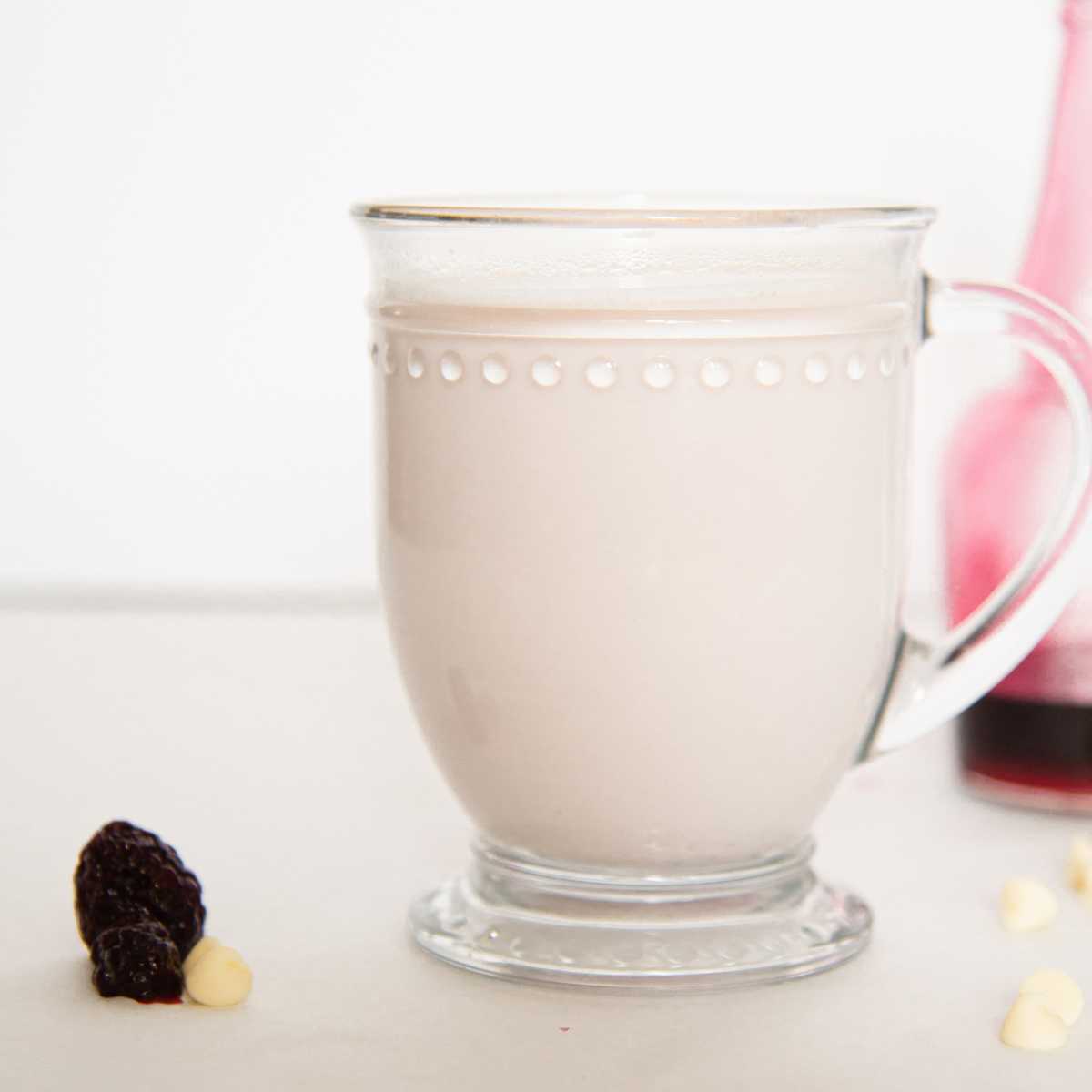 Blackberry White Hot Chocolate with blackberry syrup