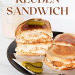 fried chicken reuben sandwich pinterest graphic