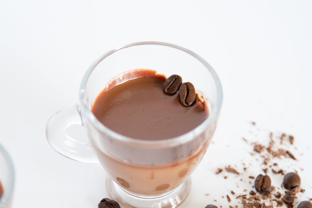 a close up o a finished chocolate coffee shot