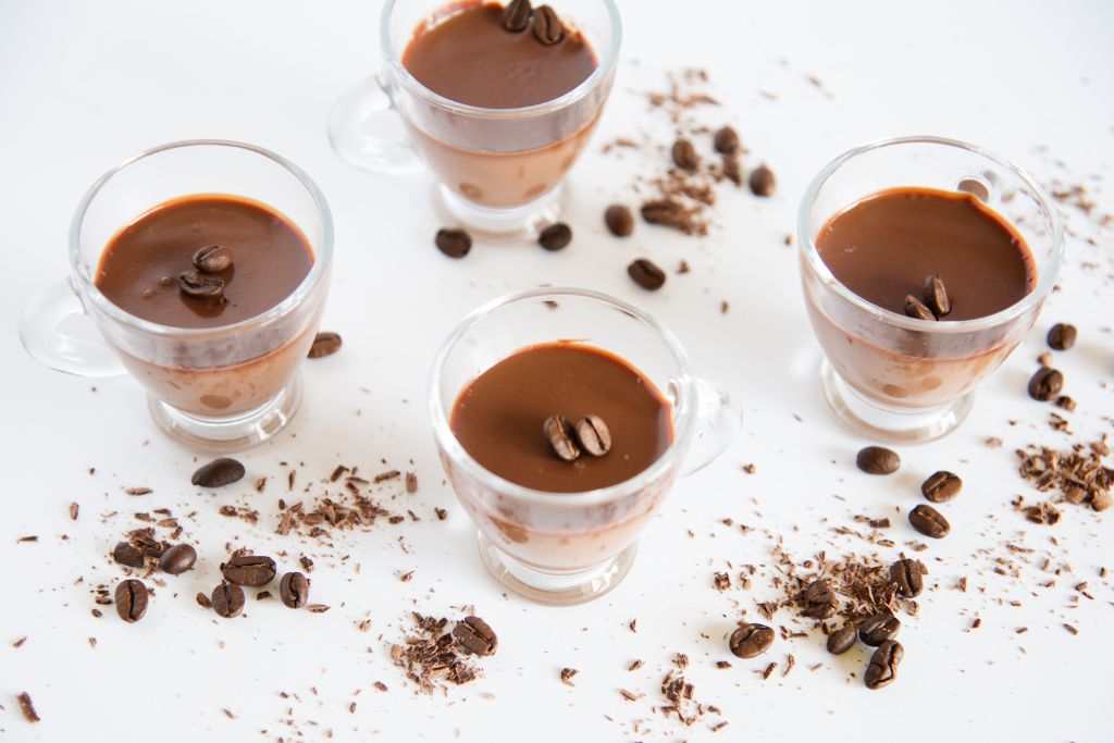 four finished coffee shots