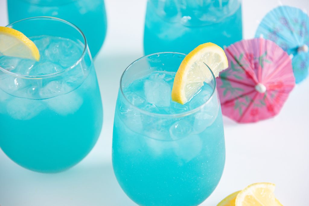 four glasses of spiked lemonade 