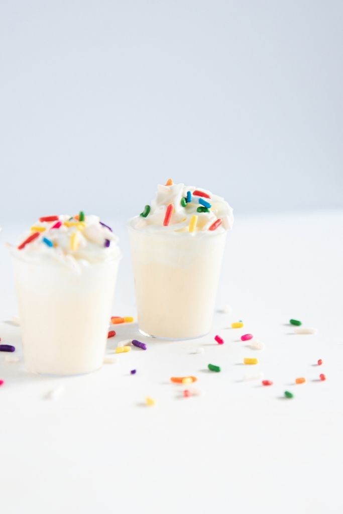 a close up of a birthday cake shot