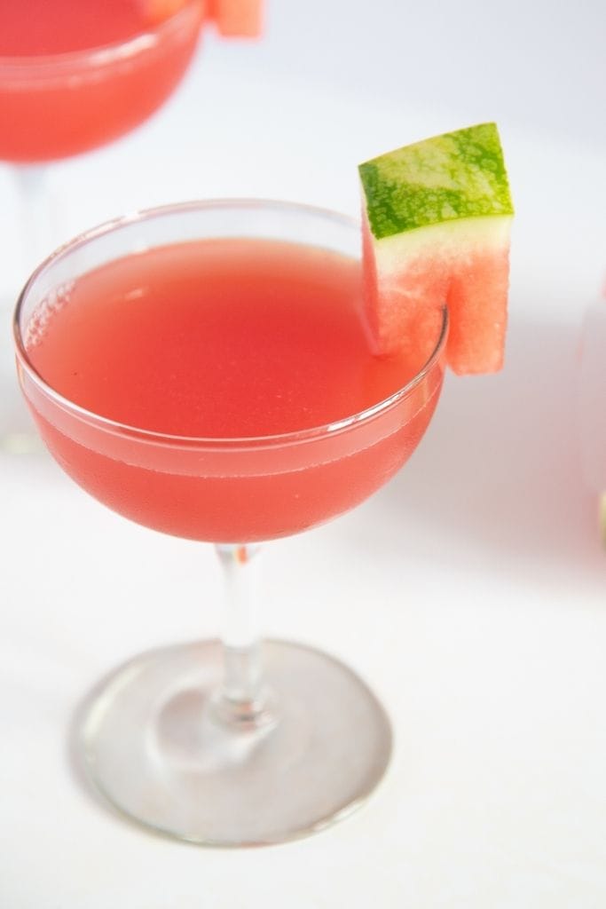 a close up of a watermelon rum cocktail 