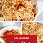 easy and delicious pizza pasta recipe - Pinterest graphic