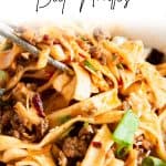 spicy beef noodles - Pinterest graphic