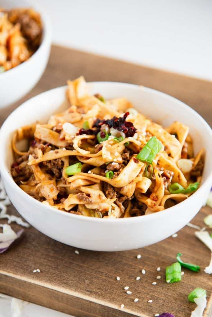 a bowl of spicy beef noodles
