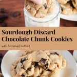 sourdough discard chocolate chunk cooks with browned butter - Pinterest graphic