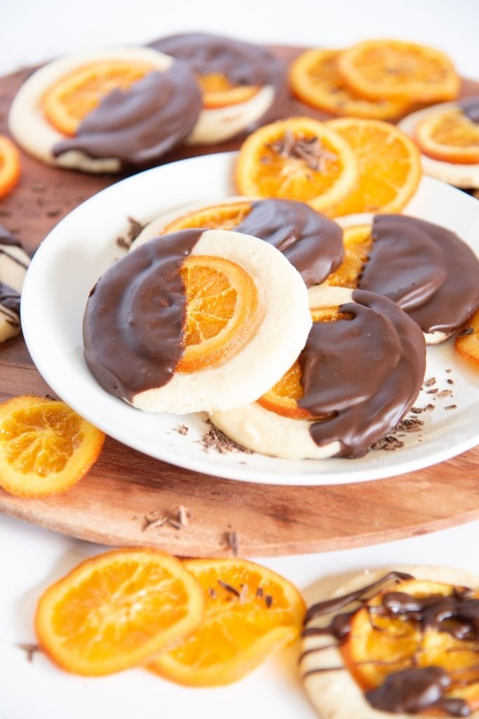 shortbread cookies and orange slices on a plate