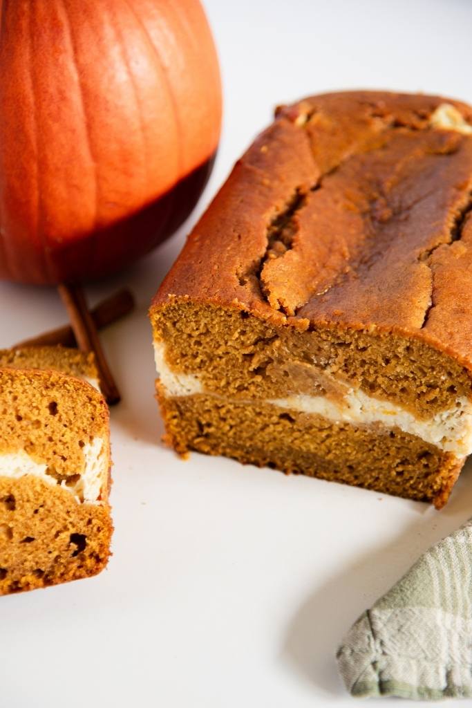 a loaf of pumpkin bread that seen been sliced 