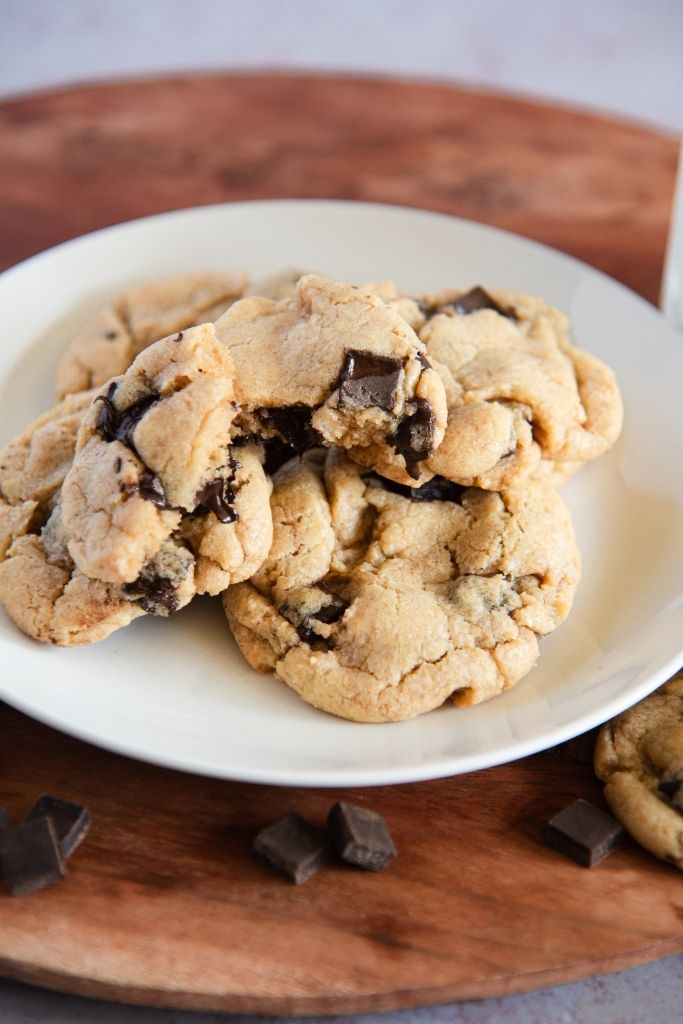 a close up of a cookie that has been broken in half 