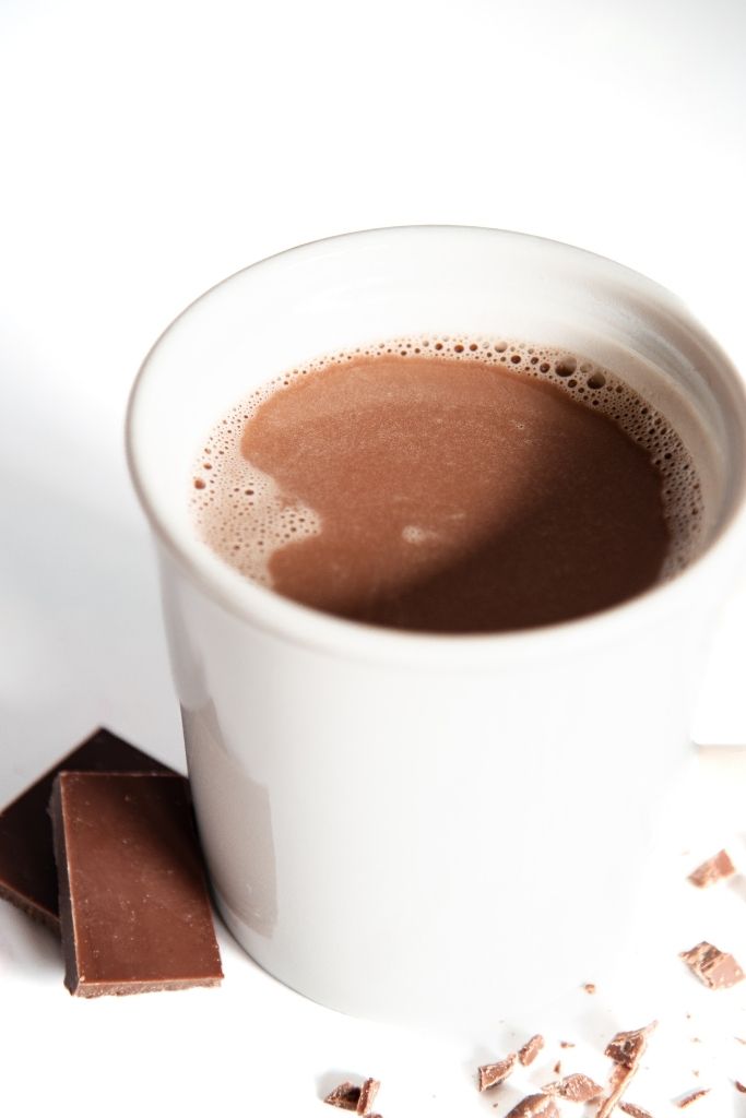 a cup of hot chocolate with no toppings