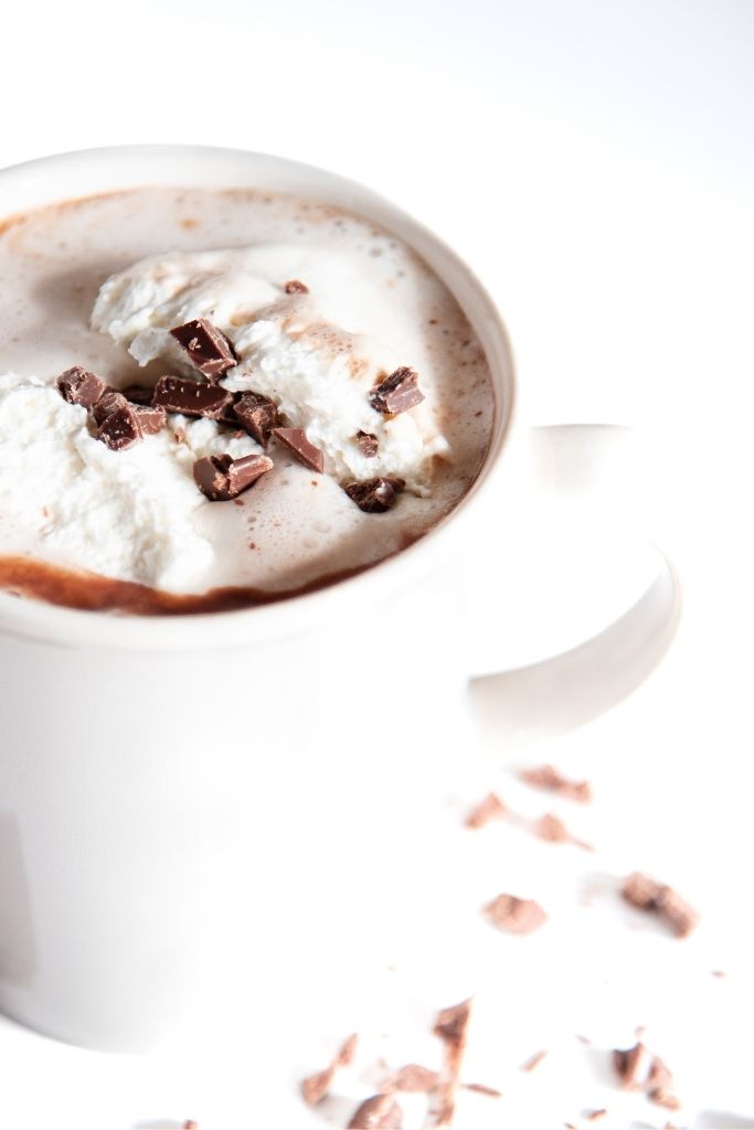 a cut off picture of a cup of hot chocolate 