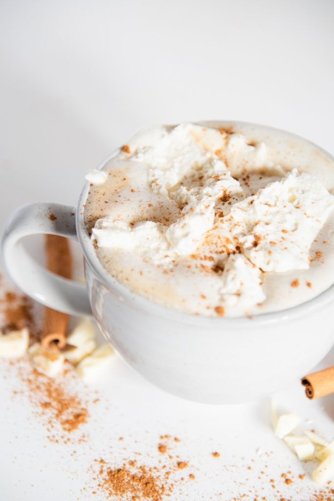 a close up of a finished cinnabon latte