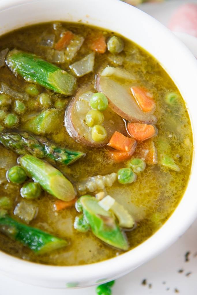 a close up of a bowl of soup