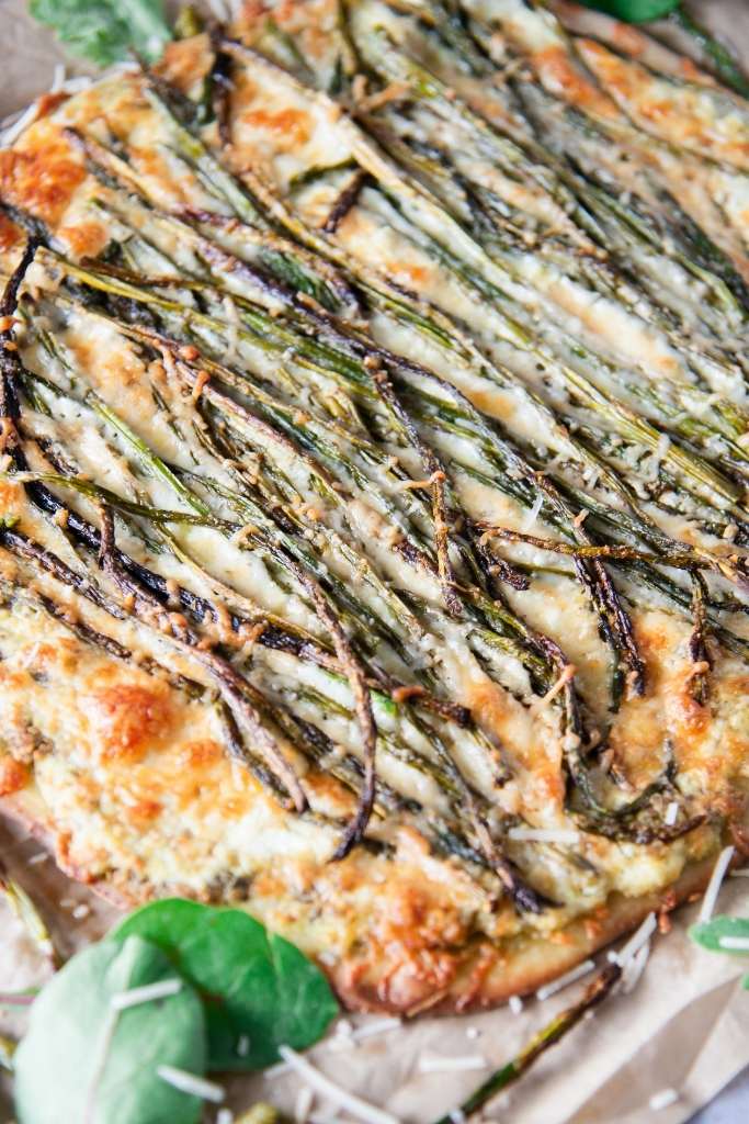 a close-up on an uncut pizza 