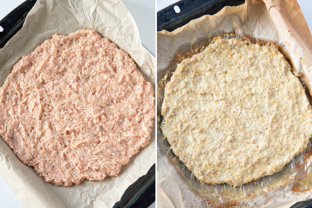 chicken pizza crust before and after baking