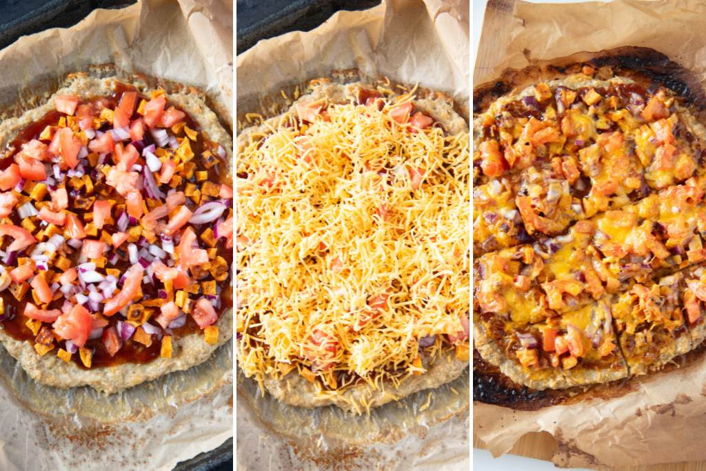 before and after of baking a pizza